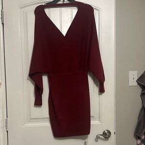 Chic Backless Burgundy Dress